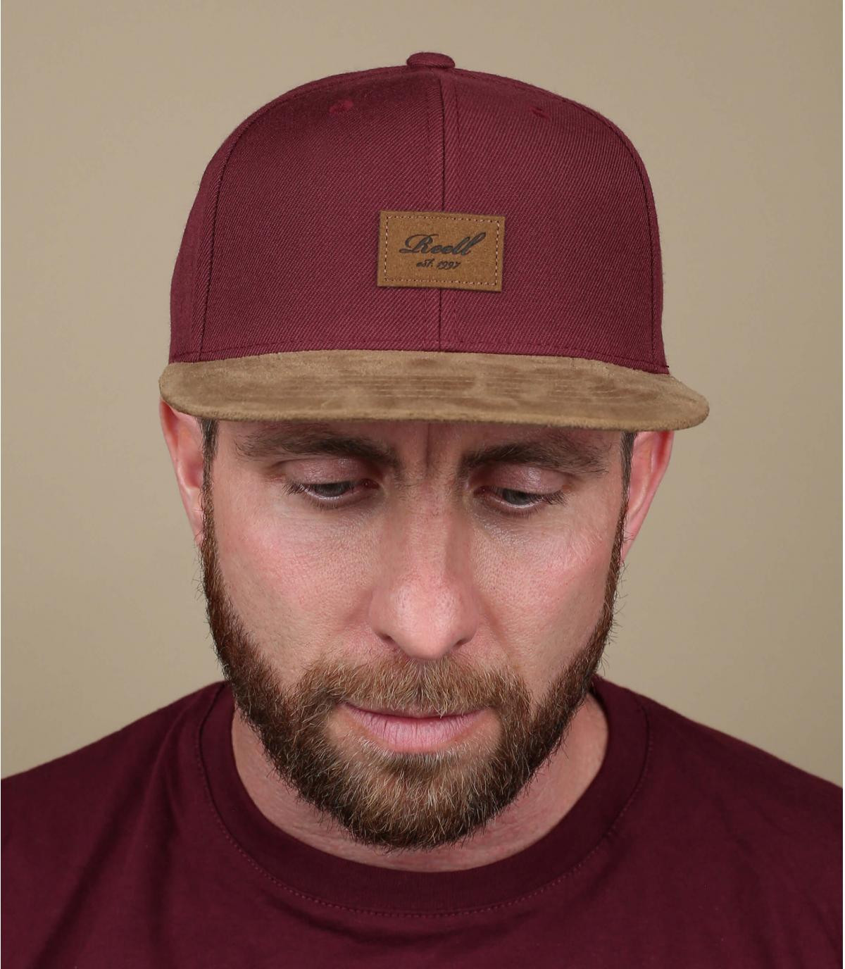 snapback bordeaux suede Reell Suede 6 Panel maroon